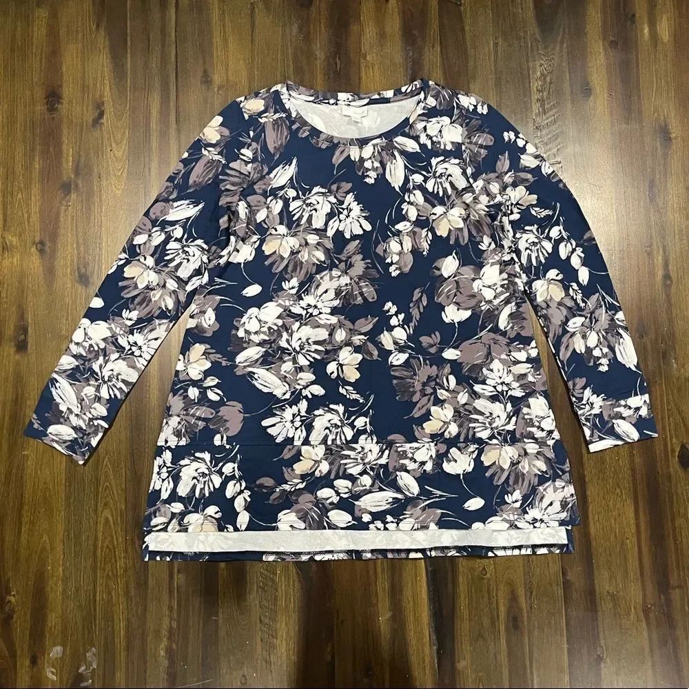 J. Jill Pure Jill Harmony Crew Neck Tunic Blouse